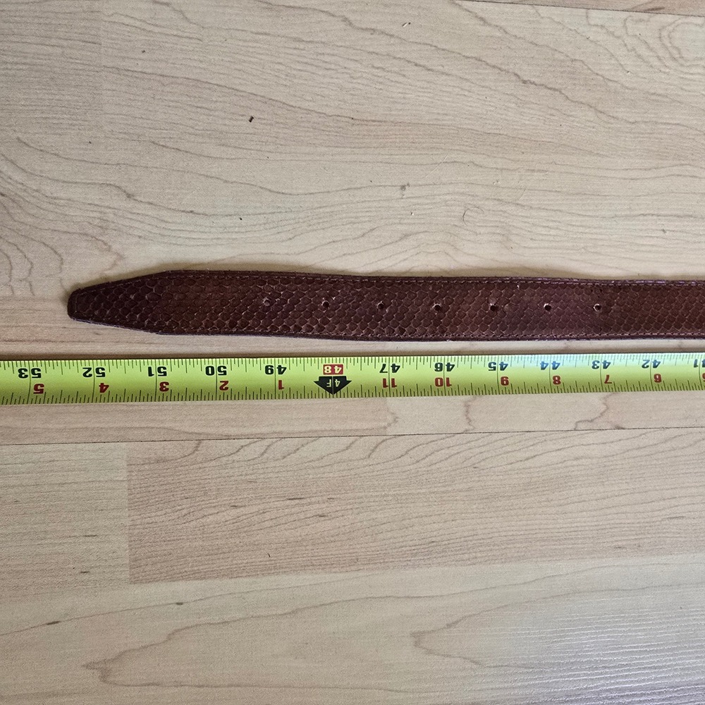 Vintage Cognac Brown Snakeskin Belt with Ornate Silver Oval Buckle Western Boho - Picture 10 of 15